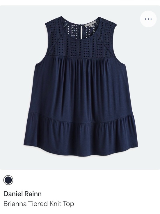 Daniel Rainn Tops - Daniel Rainn Navy Eyelet Yoke Tiered Sleeveless Top